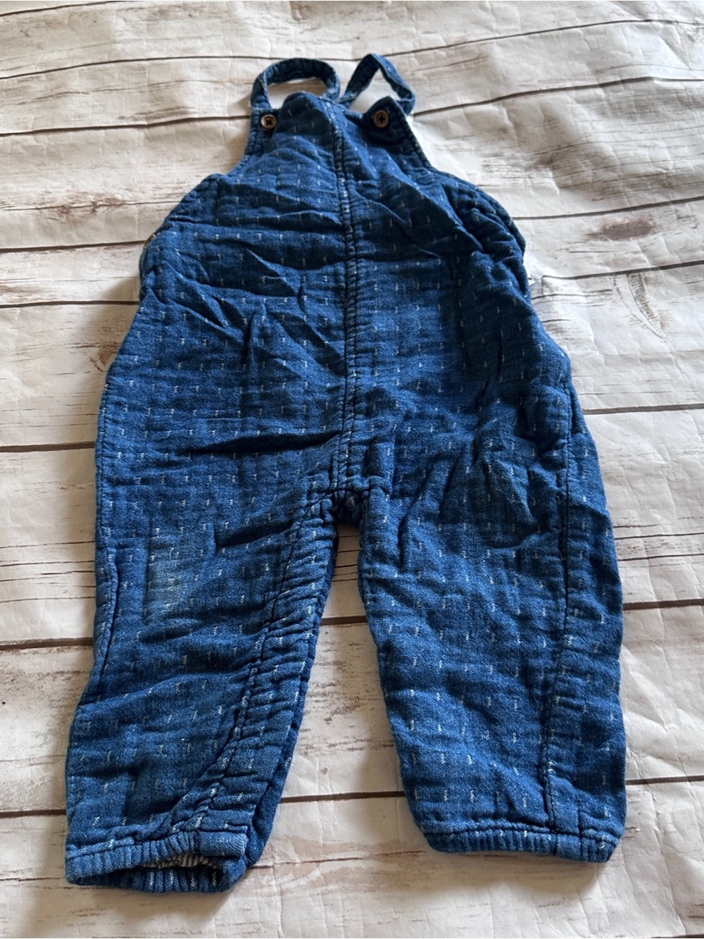 Zara chambray overalls 9/12 fair knee fade